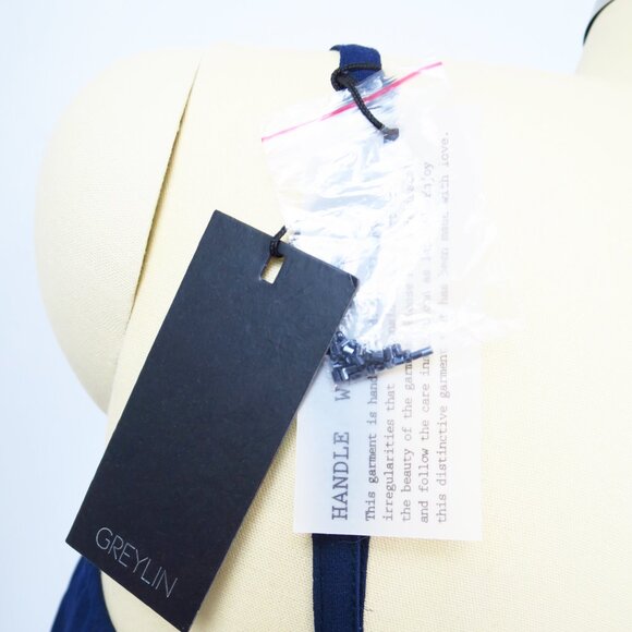 NWT Greylin Gatsby Navy Blue Crepe Beaded Slip Camisole Dress Anthropologie S - Picture 16 of 16